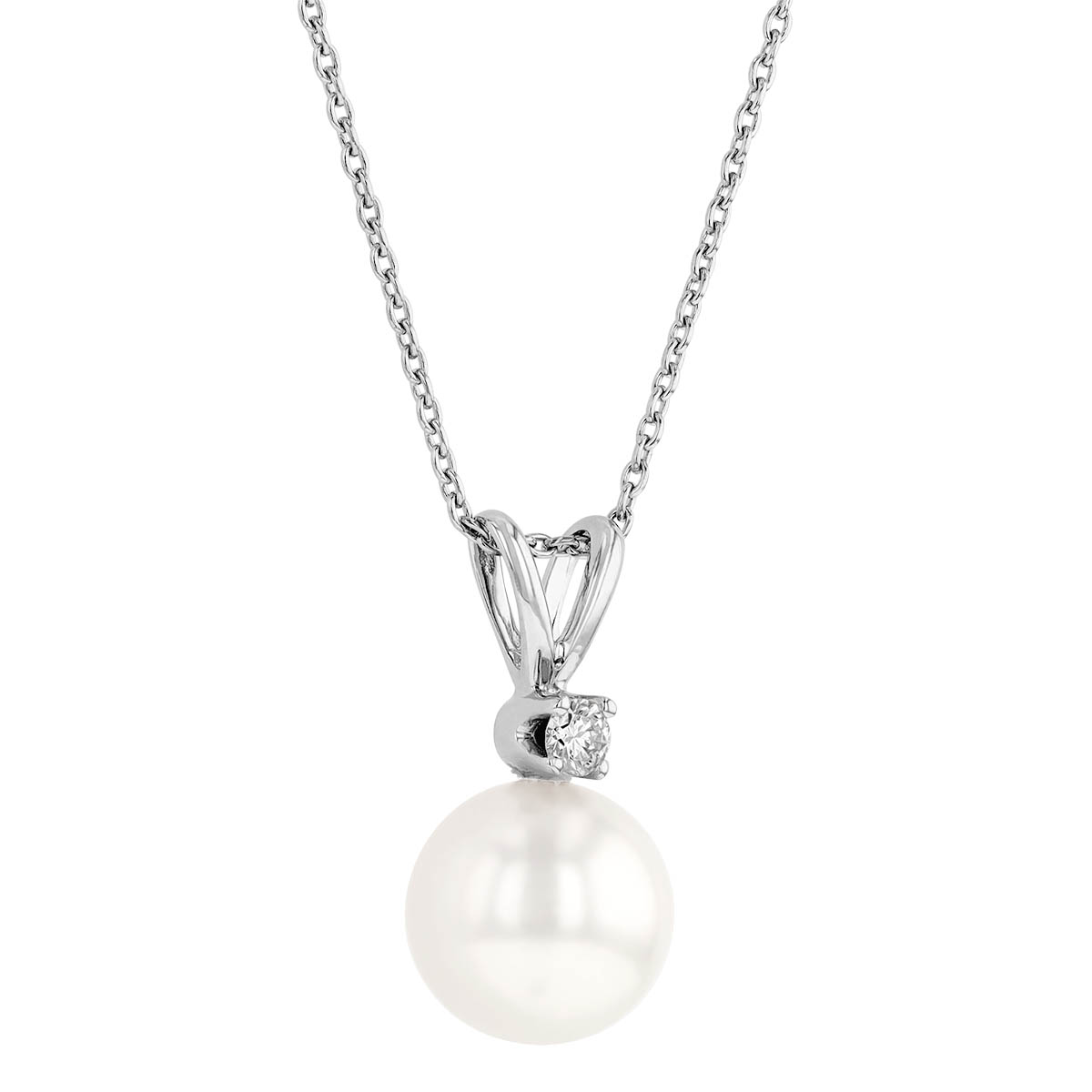 TARA Pearls White Cultured Pearl & Diamond Pendant Necklace in White Gold